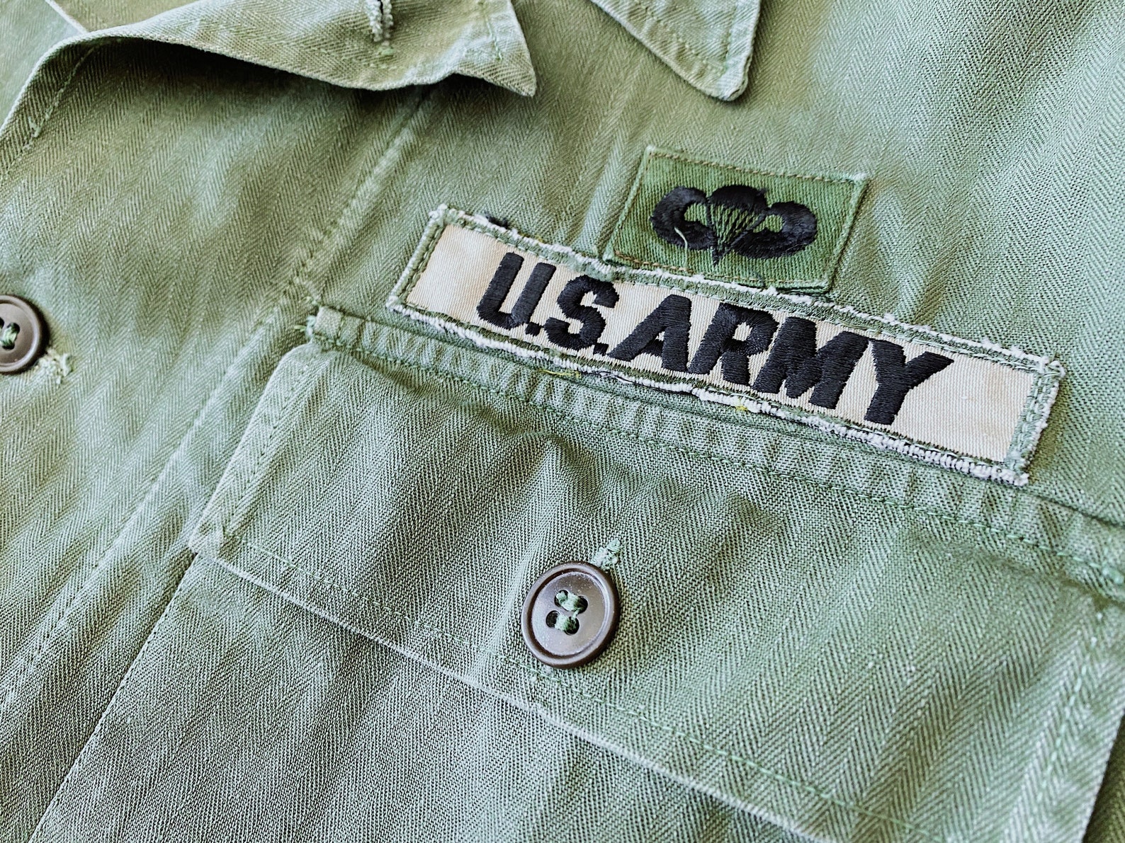 Vintage Herringbone Army Button Down / Military Issue Uniform Etsy