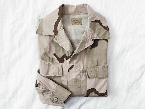 Vintage Military Khaki Camo Jacket / Khaki Camoufl