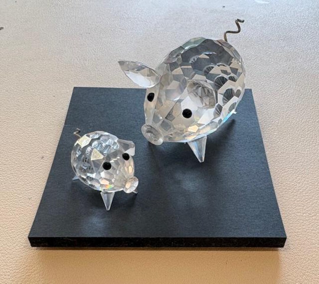 Swarovski Crystal Pig Figurines - Etsy