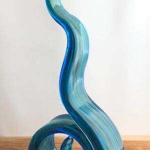 Murano style blown glass ribbon sculpture