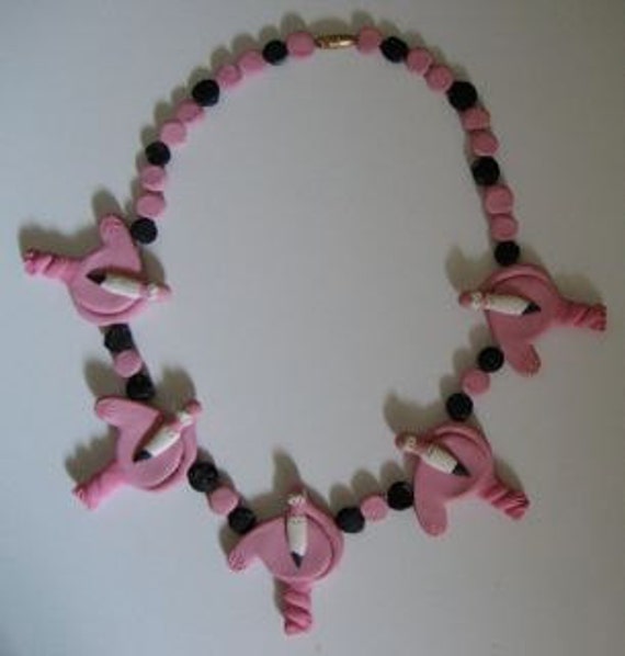 Flamingo necklace-polymer clay