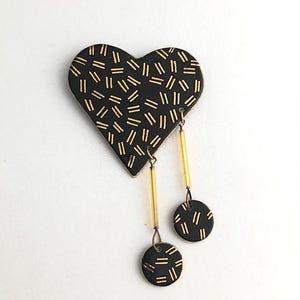 polymer clay heart brooch