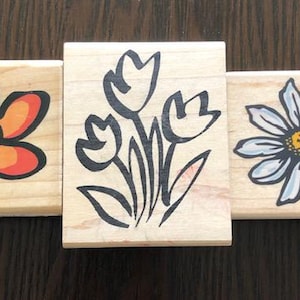 whimsical flower rubber stamps