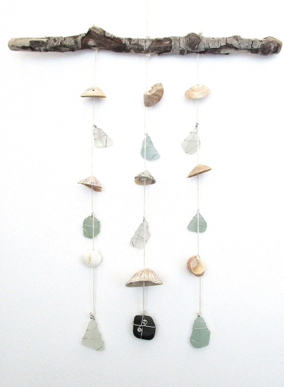 Driftwood Chime Sea Glass Wind Chime Chime Sea Glass Sun Catcher Shell Wind Chime Exotic Shells Wind Chime Garden Decor