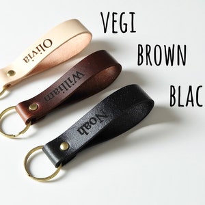 Keychain Leather Personalized, Keychain for Women, Keychain for Men, Keychain for Boyfriend, Leather Key Fob, Gift image 3