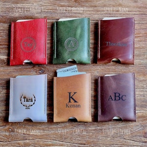 Kaarthouder, portefeuille van de kaart, kaart case, kaart houder portemonnee, voor vrouwen, voor mannen met leder, gratis graveren, Valentijnsdag geschenk, Valentijnsdag cadeau