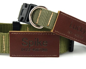 Hundhalsband personligt, Hundhalsband flicka, Hundhalsband pojke, Anpassat hundhalsband, Hundhalsband med namn, Graverad hundhalsbricka, Hundhalsband läder
