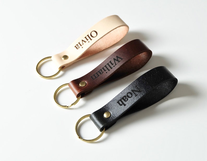 Keychain Leather Personalized, Keychain for Women, Keychain for Men, Keychain for Boyfriend, Leather Key Fob, Gift image 4