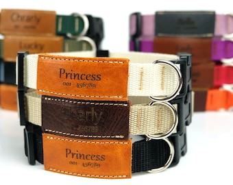 Hundhalsband personligt, Hundhalsband flicka, Hundhalsband pojke, Anpassat hundhalsband, Hundhalsband med namn, Graverad hundhalsbricka, Hundhalsband läder