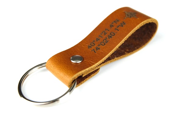 Personalized Leather Keychain. Custom Leather Keychain. | Etsy