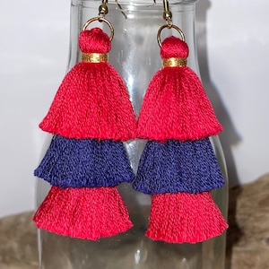 Houston Texans, LA Angels, Minnesota Twins, Cardinals, WA Nationals, Boston Red Sox, Ole Miss tassel earrings.