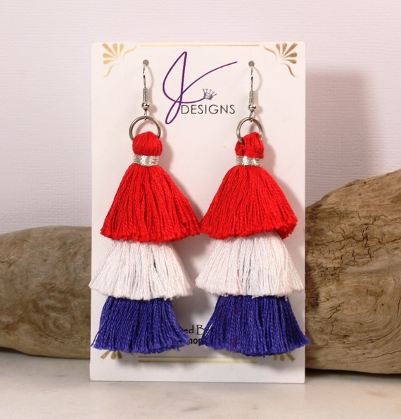 Red fringe earrings deals