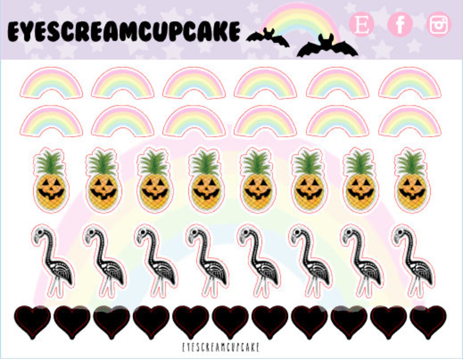 Summer Goth Stickers Pastel Goth Stickers Printable Goth | Etsy