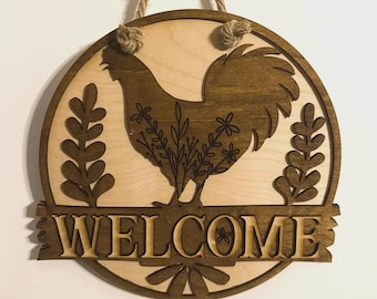 Rooster Welcome Sign