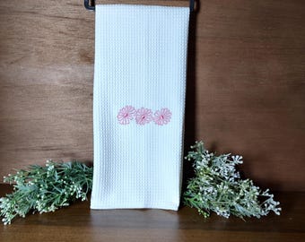 Vintage Bowl "pyrex inspired" Pink Daisy Kitchen Towel