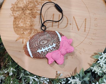 Pink Bow 3D Football Freshie: Made-to-Order Air Freshener