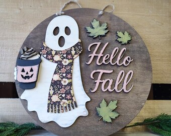 Hello Fall Ghost Door Hanger/Sign