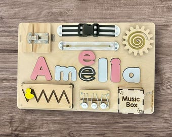 Personalized Chalkboard Name Puzzle Busy Board | Montessori Name Puzzle | Sensory Toy for Toddlers | Fine Motor Skills | Educational Gift |