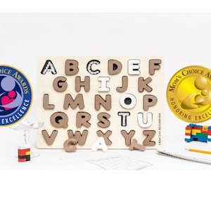 Alphabet Chalkboard Puzzle - wooden puzzle- uppercase - printing base - first birthday gift - writing letters