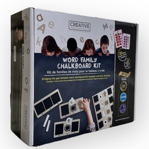 Word Family Chalkboard Kit CVC Word Spelling, Preschool Kindergarten Activities, Montessori Educational Toys Gifts, Sight Word Cards-Reading