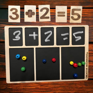 Montessori Chalkboard math board 1-20 for learning numbers Montessori count sorting educational preschool or kids toddler- Chalkboard Base