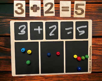 Montessori Chalkboard math board 1-20 for learning numbers Montessori count sorting educational preschool or kids toddler- Chalkboard Base