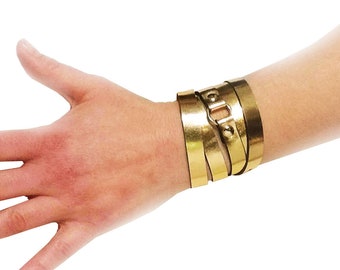 Gold leather wrap bracelet for women
