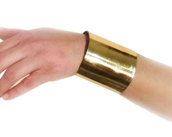 Gold leather bracelet for women, statement jewelry as gifts for her