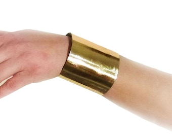 Gold leather bracelet for women, statement jewelry as gifts for her