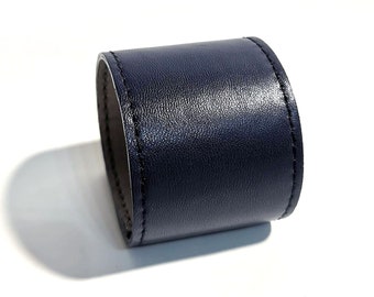 Italian leather cuff bracelet or blue leather bracelet