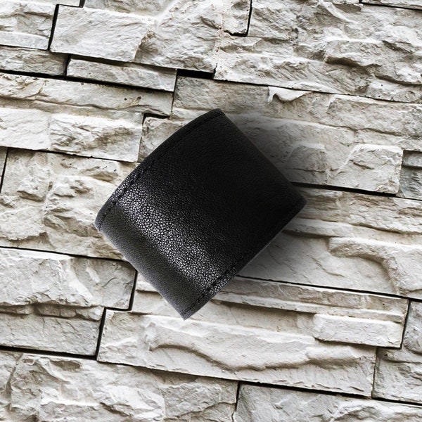 Black leather cuff bracelet for men or hammered cuff bracelet for women, gothic jewelry or leather jewelry gift
