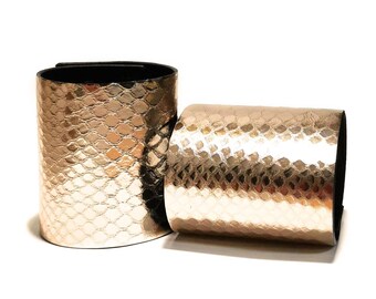 Snake print leather cuff or gold cuff bracelet