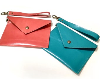 Cartera de cuero tipo pulsera o cartera de cuero, billetera para pasaporte, billetera tipo sobre para efectivo o cartera tipo sobre