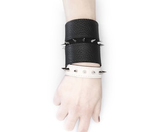 Spiked Leather Cuff Bracelet, Punk Rock Jewelry