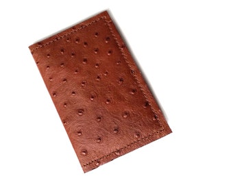 Porte-cartes en cuir d'autruche ou étui pour cartes en cuir marron, porte-cartes de visite pour femmes, porte-cartes pour femmes, étui portefeuille pour cartes, étuis pour cartes de luxe