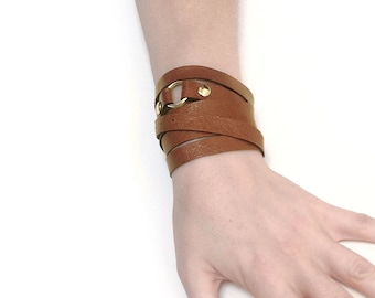 Leather wrap bracelet or summer bracelet, trendy bracelets, leather cuff women