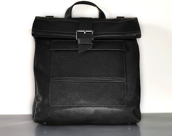 Large leather backpack men, laptop backpack, briefcase backpack convertible