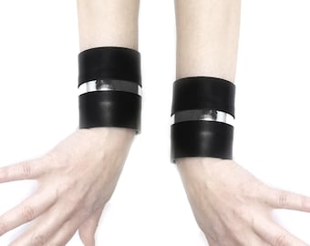 Wide leather cuff, leather bracelet for women, goth jewelry