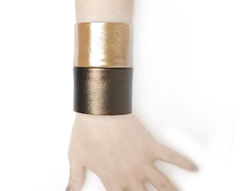 Statement leather cuff women, wide leather bracelet, leather wristband as avant garde jewelry