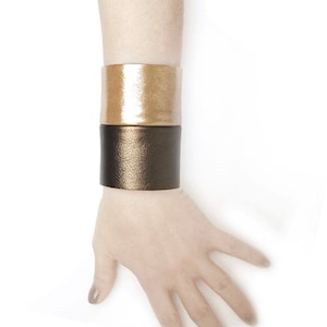 Statement leather cuff women, wide leather bracelet, leather wristband as avant garde jewelry