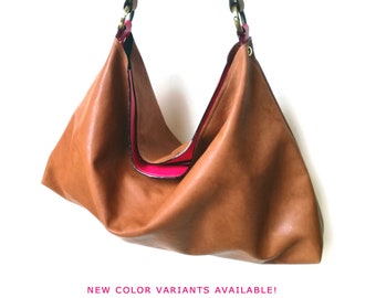 Leather hobo bag, slouchy leather bag or large crossbody bag