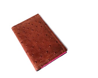 Porta carte in pelle marrone e rosa o porta carte da donna, porta biglietti da visita