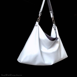 White leather hobo, soft hobo bag, soft leather bags, large shoulder bag, white hobo, white bags, white leather tote gift for wife image 7