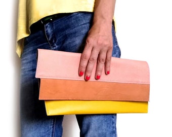Leather clutch purse as bridesmaid clutch, crossbody clutch, envelope clutch bag or summer leather bag