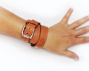 Leather wrap bracelet or brown leather bracelet, multi layer bracelet