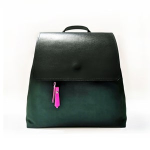 Mini sac à dos ou petit sac à bandoulière, sac rose et vert, sac à dos convertible ou sac à dos en cuir pour femme