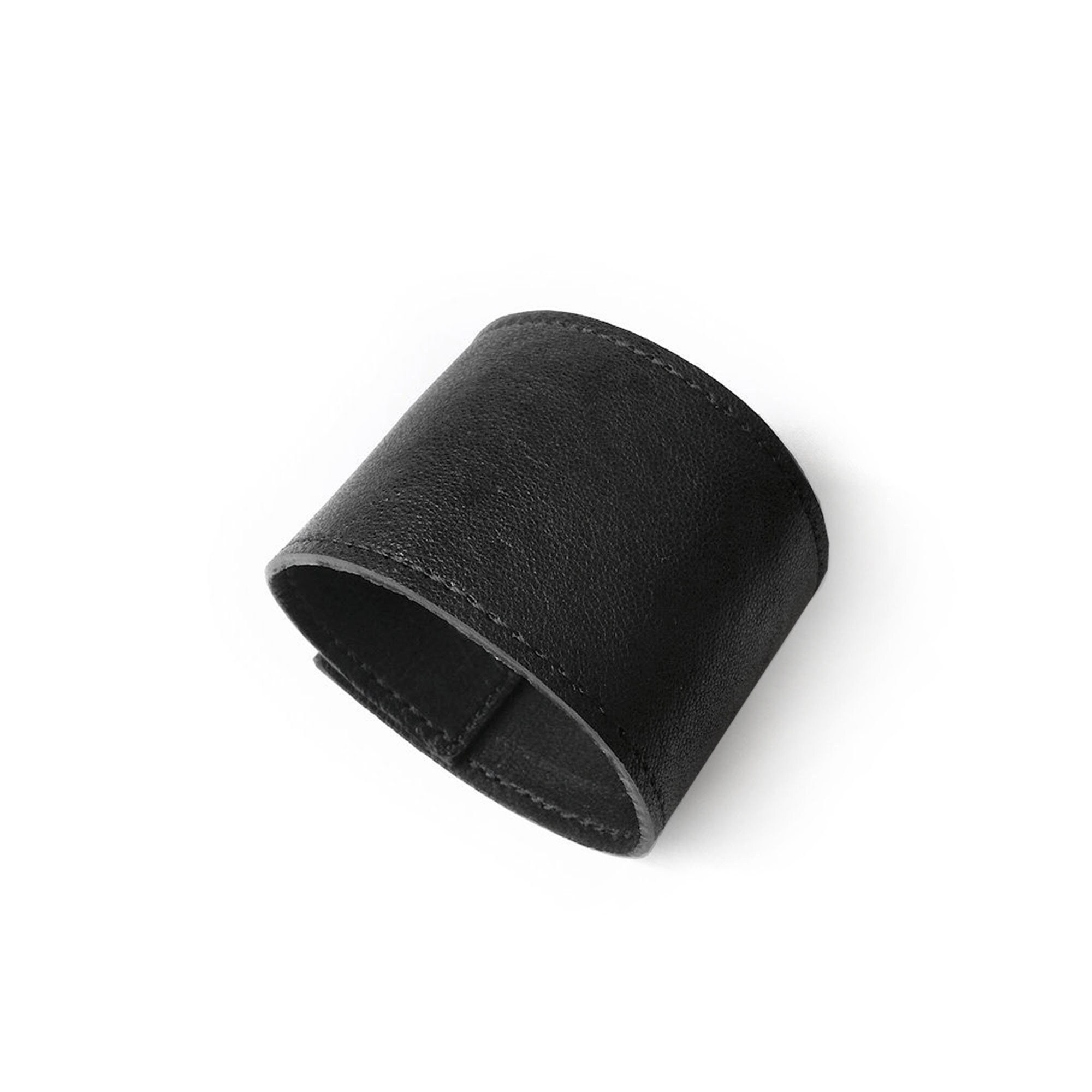 Black leather cuff bracelet or leather wrist band as 30th birthday gift for women