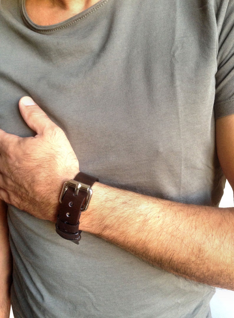 Men's leather bracelet, buckle bracelet as boyfriend gift image 2