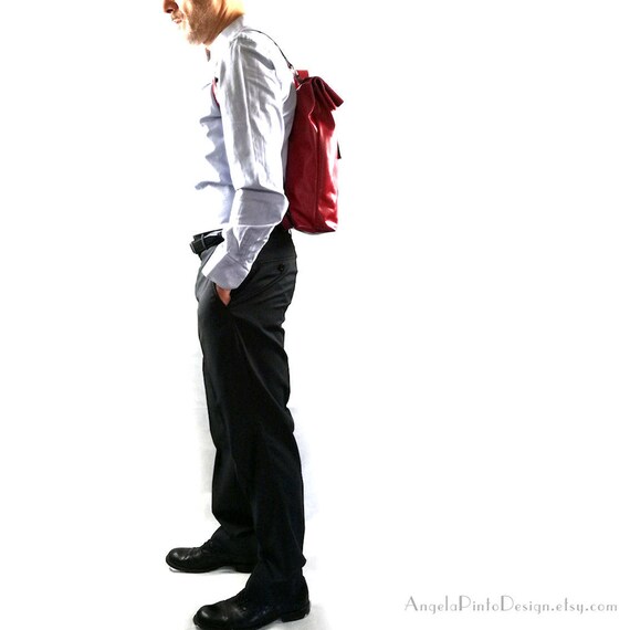Zaino in pelle rossa o borsa per laptop uomo zaini grandi o | Etsy Italia