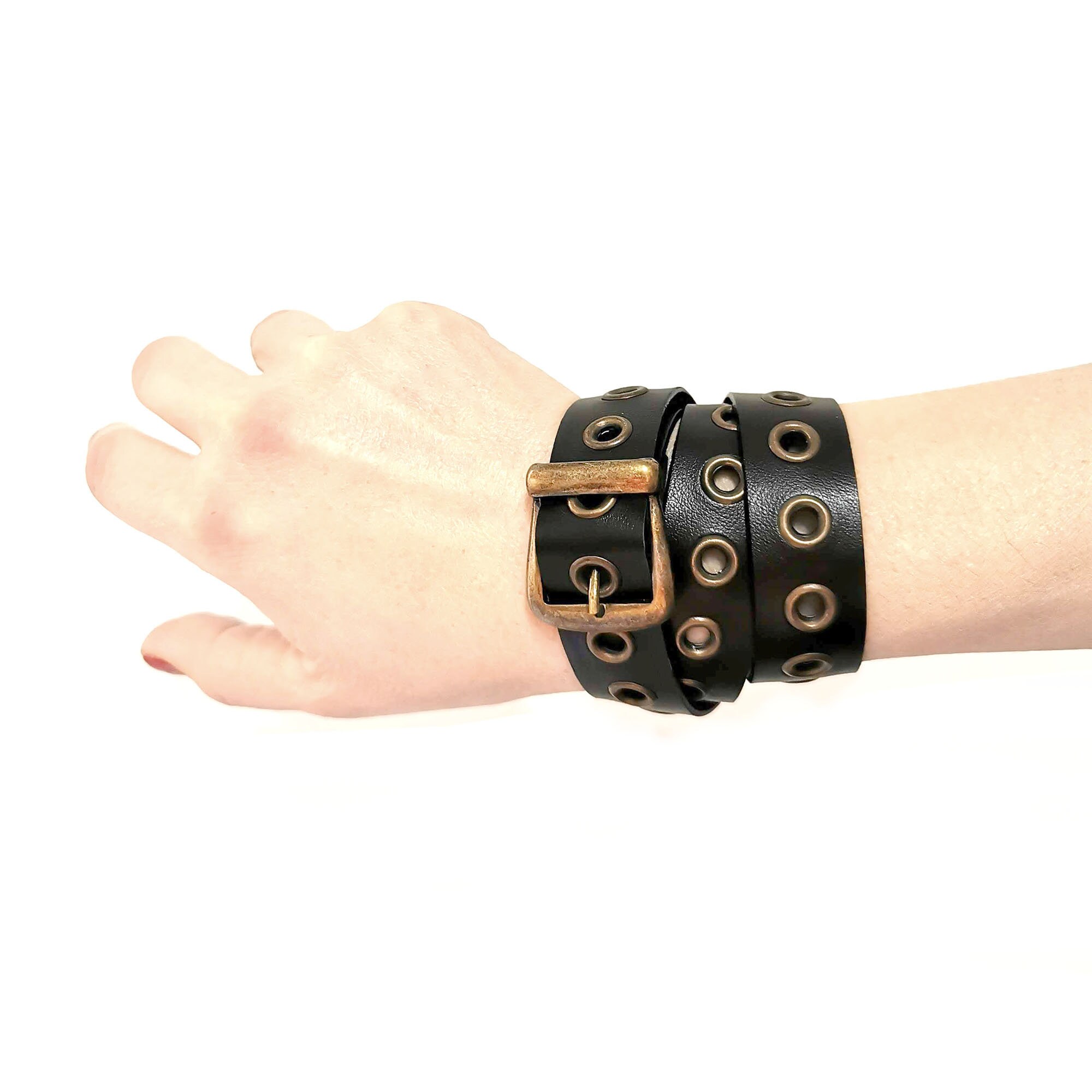 GelConnie Leather Cuff Bracelet – Wide Viking Style, Adjustable, PU Leather, Punk Gothic Wristband